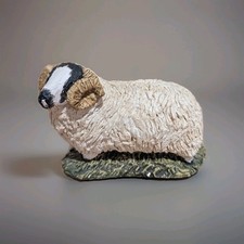Stef Scottish Black Face Sheep Ram Figure Figurine Farm Animal Ornament