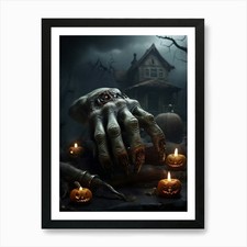 Spooky House Art Print Framed