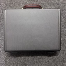 Vintage Samsonite Attache Briefcase Aluminum Leather Belgium 80s VG Locks Work