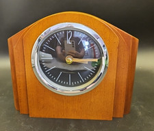 Art Deco Style Wooden Mantle Clock - Tested Working