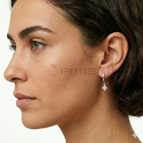 18ct gold floral hoop - gold, cz
