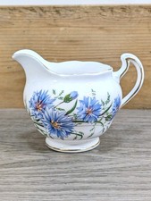 Beautiful ROYAL VALE Bone China Milk Jug - "Nigella" Blue - RIDGEWAY POTTERIES