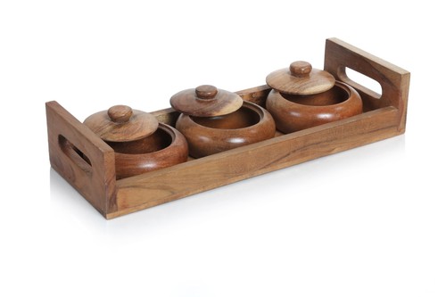 Solid acacia wood condiment - solid,