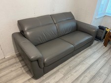 Grey Leather Sofa 2 Seater - Adjustable Headrests