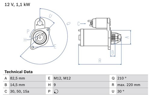 Bosch 0986016330 starter 220mm - 0986016330,