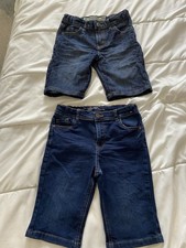 Boys Primark Denim Shorts Age 7-8 - 2 Pairs Good Used Condition