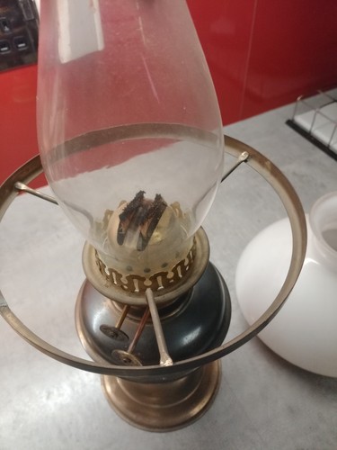 Brass kerosene lamp with milk - lamp,