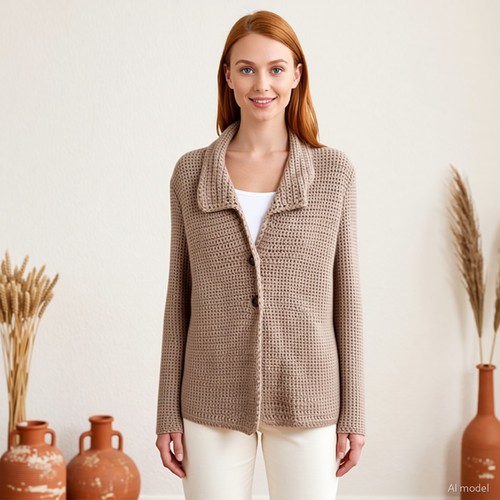 Vintage boho cardigan - vintage, beige