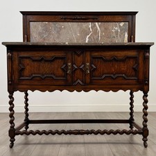 Antique 20th Century Jacobean Style Marble Top Washstand ( REF AF-4748 )