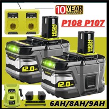 For Ryobi One+ Plus 18V 6Ah 8AH Battery P108 RB18l13 RB18l50 RB18L40/Charger/LED