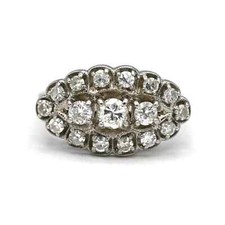 Art Deco Style Round Lab Created Diamond Three-Stone 14K White Gold FN Gift Ring