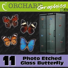 11 Butterfly Photo Etched Glass Window Stickers SHOWER DOOR PATIO GREENHOUSE