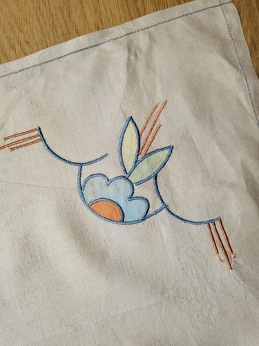 Art deco applique linen - art,