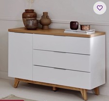 Jahnke Libre Oak/White 120cm Sideboard with 3 Drawers and 1 Cabinet