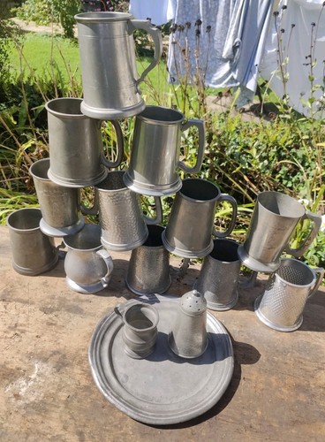 English pewter pint tankards - pint,