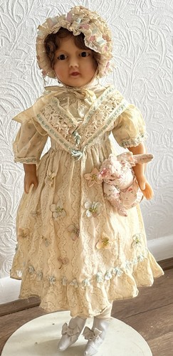 Antique pored wax head doll - pored,