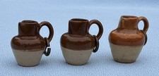 3 x Miniature Stoneware Pottery Jugs - Dolls House / Charms