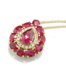 Value 3260 Euro Ruby Diamond Necklace 2.40 Carat 750 Yellow Gold New