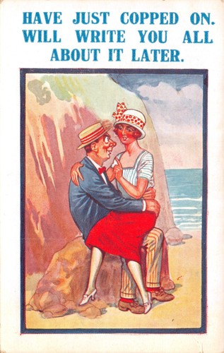 Old comic postcard courting - ,