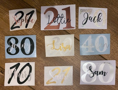Name number vinyl label - &,