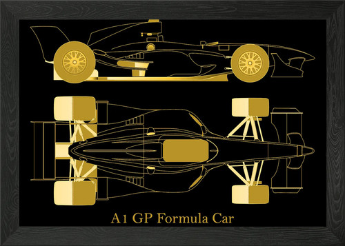 Formula car gold - formula, framed