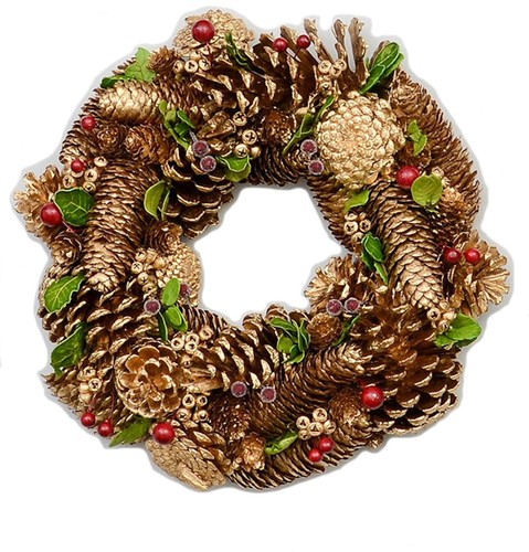 Christmas wreath 32cm gold - christmas,