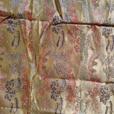 Chinese Asian Brocade Fabric Remnant Intense Gold 27" across X 21" length