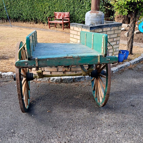 Vintage green wooden wheel - vintage,