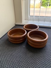 3 VINTAGE TEAK HAND TURNED