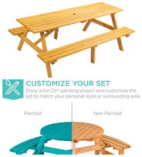 8 Person Wood Picnic Table &