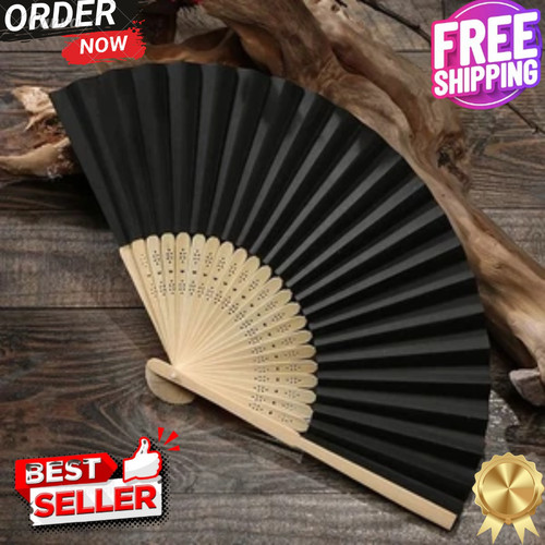 Silk bamboo folding hand - bamboo, fan
