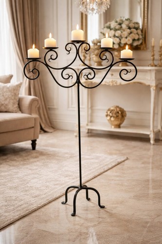 Wrought iron floor candelabra - iron,