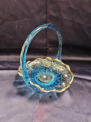 Blue bohemian art glass - bohemian, badket