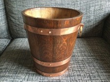 Wooden Copper Band Ice Bucket,  with Ring Handles.