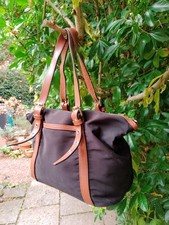 M&S Black Hobo Shoulder Bag Tan Leather Trim Very Good Clean Condition