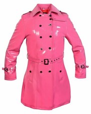 PVC Pink Vinyl Women's Trench