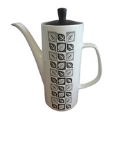 Vintage Ascot J&G Meakin Coffee Pot Black & White Design Retro Teapot