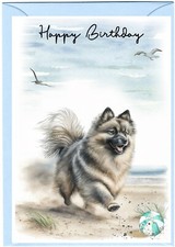 Keeshond Dog Birthday Card (4"