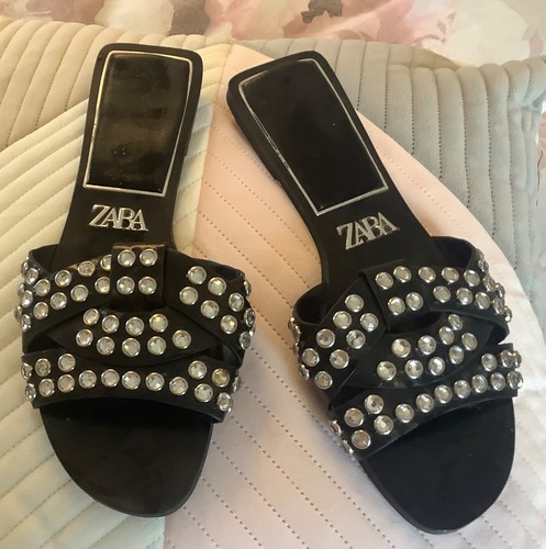 Zara black silver stud sandals - stud,