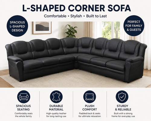 Modern large black leather - modern,