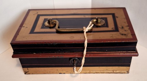 Vintage metal cash box with - vintage,