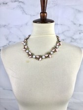h&m chunky gold pink gem necklace