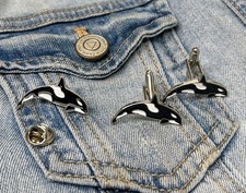 ORCA Killer Whale Cufflinks +box OR buy Lapel Pin Badges & Tie Pins.  Re 118-365