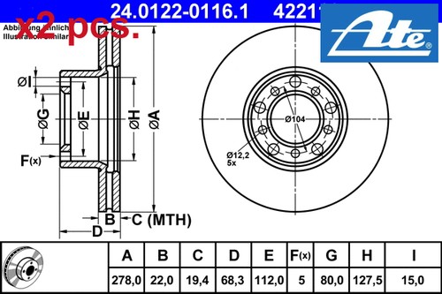Pcs front brake - front,