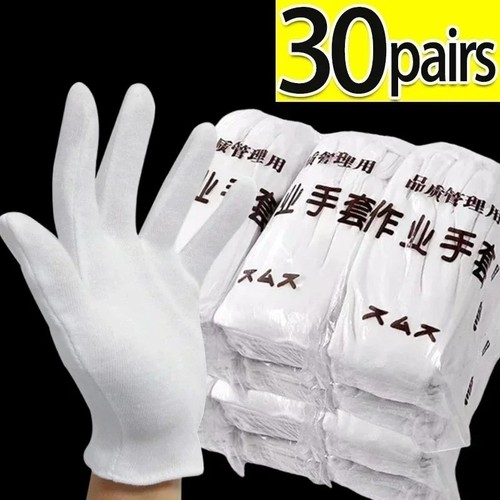 White soft cotton work gloves - white,