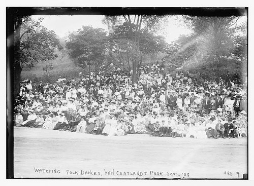 Crowd watching folk dances van - watching,