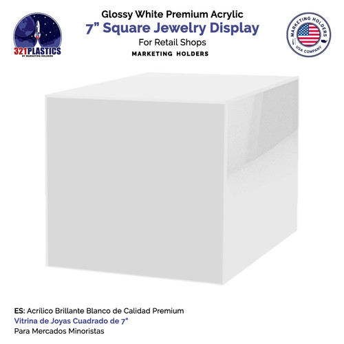 Square white acrylic retail - 7",