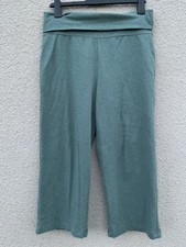 SEASALT LAZY BONES CROPPED PALAZZO WIDE LEG ORGANIC COTTON TROUSERS 12 14 Green