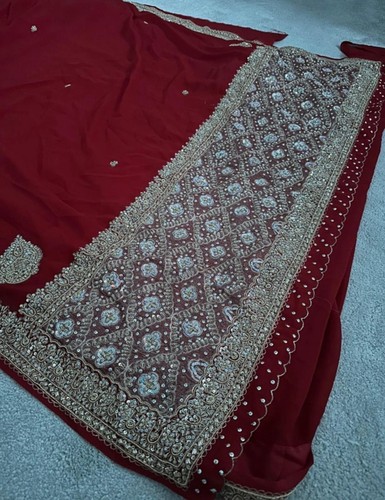 Red saree with - red,
