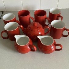 Collection of Red Teapot, Jugs & Mugs